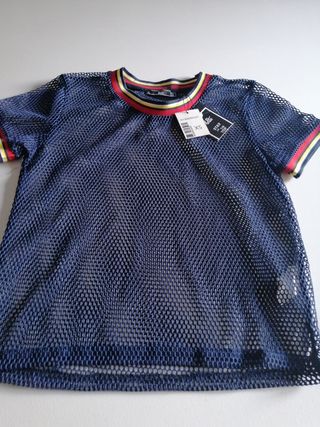 Camiseta azul de rejilla - Talla XS
