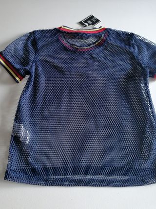 Camiseta azul de rejilla - Talla XS
