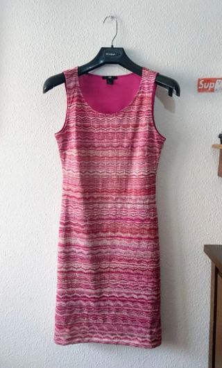 Vestido tirantes dorado y rosa, talla S-M