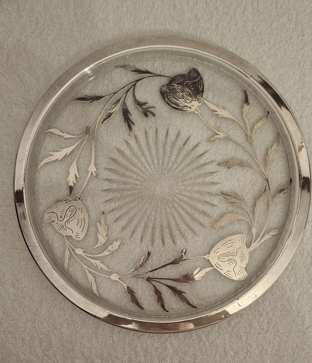 Bandeja Vintage cristal y plata -PRECIO A CONVENIR