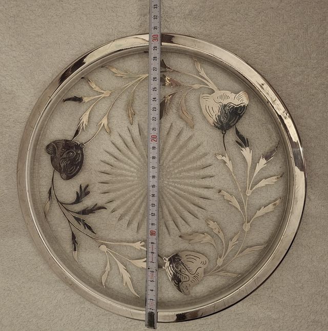 Bandeja Vintage cristal y plata -PRECIO A CONVENIR