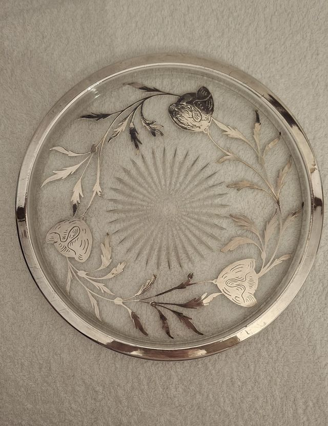 Bandeja Vintage cristal y plata -PRECIO A CONVENIR