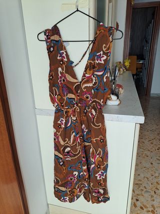 Vestito fantasia scollato - marrone