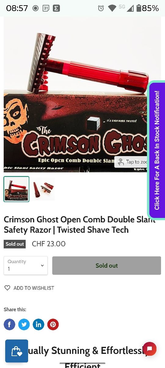 Rasoio Crimson Ghost Rojo, senza scatola, 3 lamett