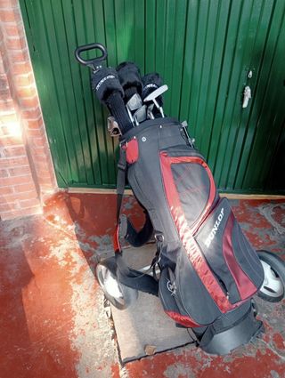 2 juegos palos golf + bolsas + carro