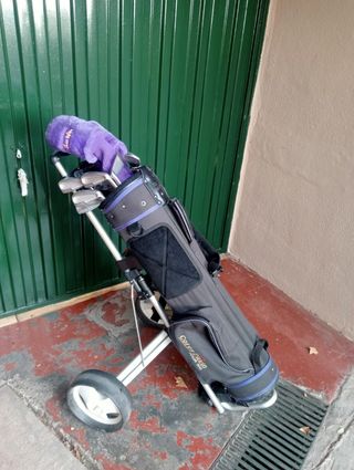 2 juegos palos golf + bolsas + carro