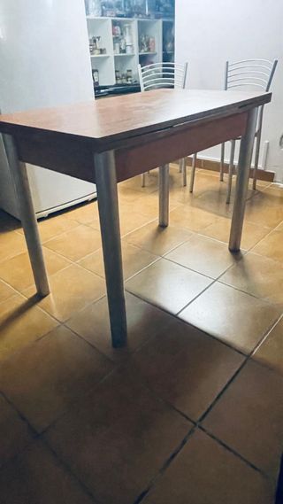 Mesa comedor 2 sillas - marrón, plata