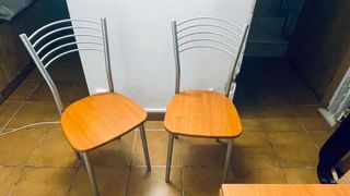 Mesa comedor 2 sillas - marrón, plata
