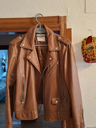 Chaqueta cuero Mango XL marrón