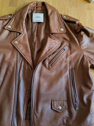 Chaqueta cuero Mango XL marrón