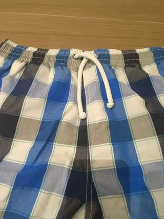 Bañador hombre cuadros azul blanco