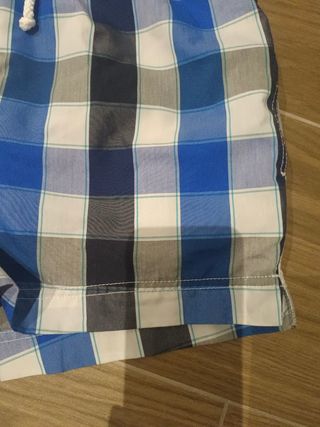 Bañador hombre cuadros azul blanco
