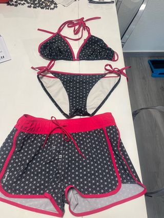 Bikini+Bañador Negro/Rosa