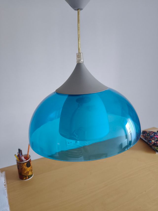 Lampara colgante azul y gris
