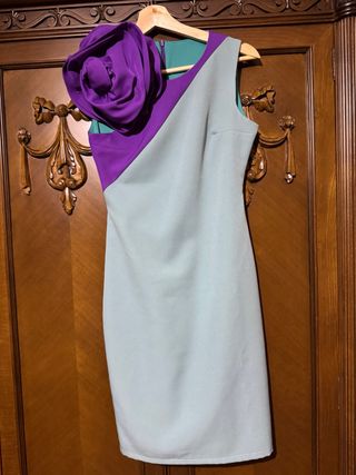 Vestido fiesta - morado, verde azulado