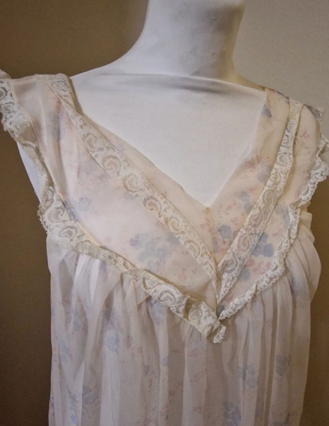 Camicia notte vintage L - Rosa/Bianco