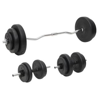 vidaXL Juego de barras y mancuernas con discos 