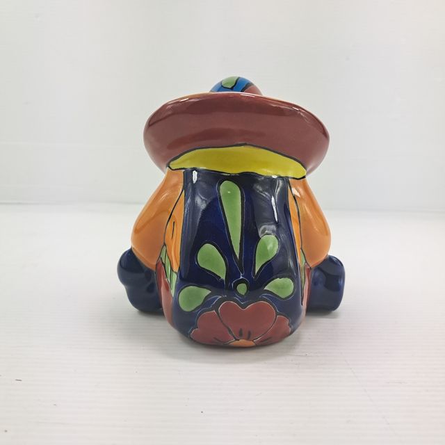 Statuetta messicana in terracotta smaltata