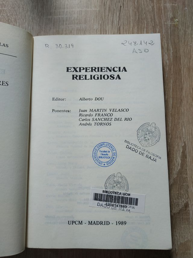 Experiencia religiosa - Martín Velasco, Franco, Sá