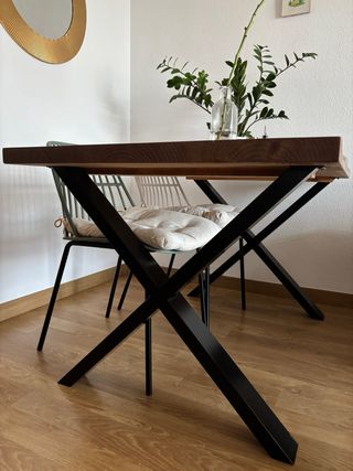 Mesa madera y metal - Estilo industrial SIN banco