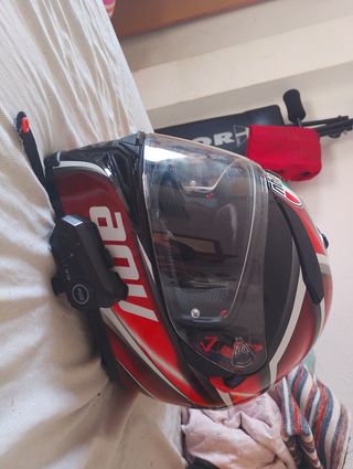 Casco moto AGV rojo-negro