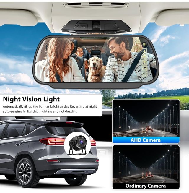 ✅Espejo Retrovisor con Camara Trasera,Pantalla✅