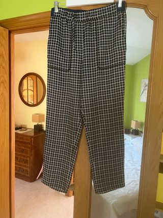 Pantalón Bimba y Lola - cuadros blanco y azul