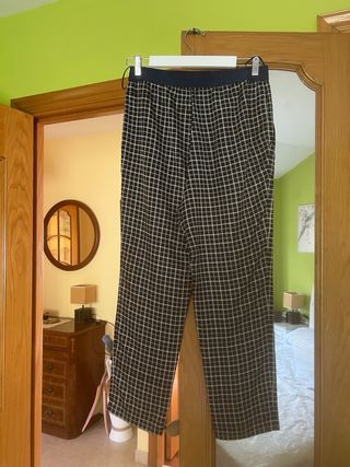 Pantalón Bimba y Lola - cuadros blanco y azul