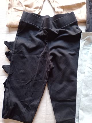 4 Leggins - Beige, Negro. Lote5