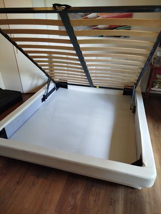 Letto contenitore bianco in pelle