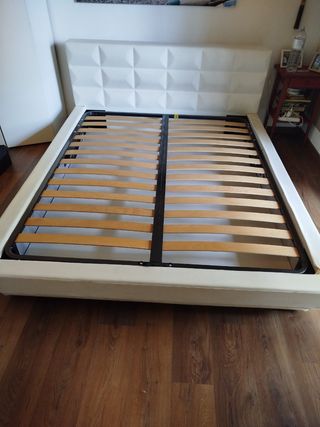 Letto contenitore bianco in pelle
