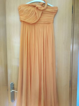 Vestido Mango gasa naranja talla S