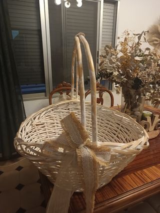 Cesta mimbre blanca - Decoración
