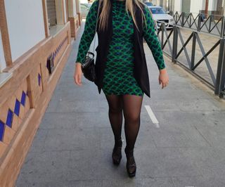 Vestido corto - Licra azul y verde
