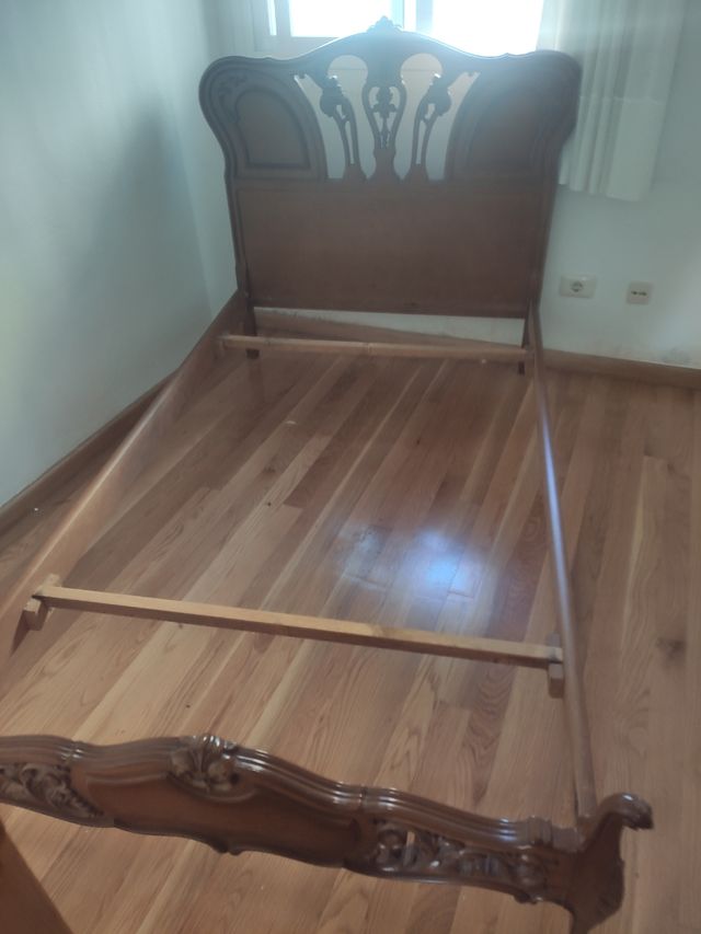 Cama madera maciza, para sumier y colchón de 105