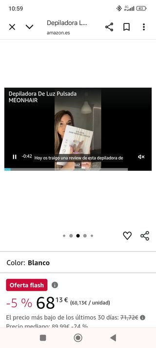 Depiladora láser hielo - Blanca. Nueva