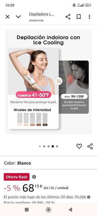 Depiladora láser hielo - Blanca. Nueva