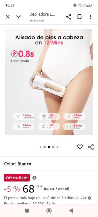 Depiladora láser hielo - Blanca. Nueva