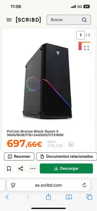 PcCom Ryzen 5 3600 Torre Gamer