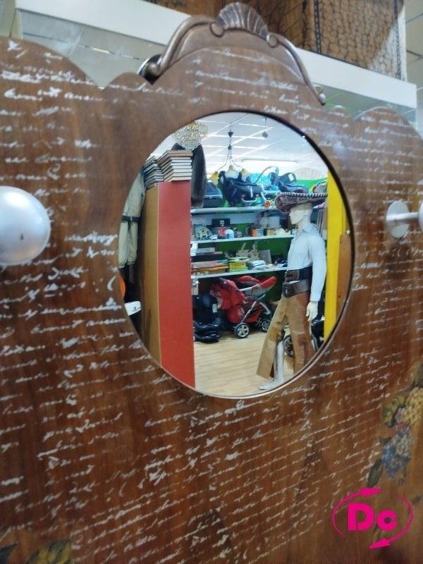 Recibidor vintage espejo redondo y colgadores