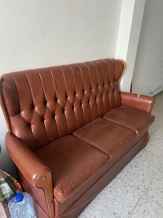 Sofá de cuero marrón vintage