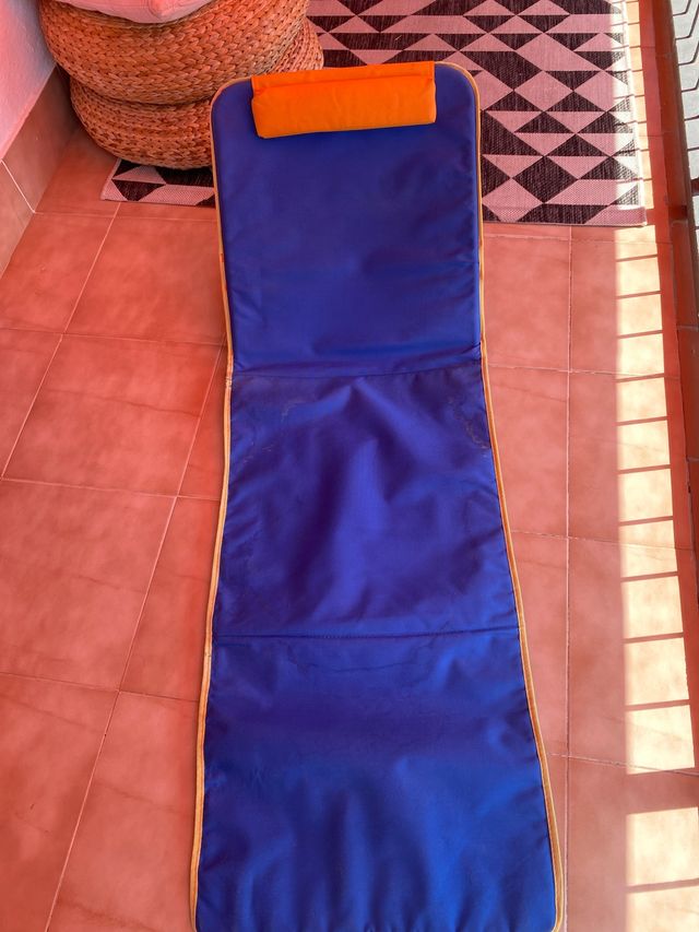 Silla playa plegable azul-naranja