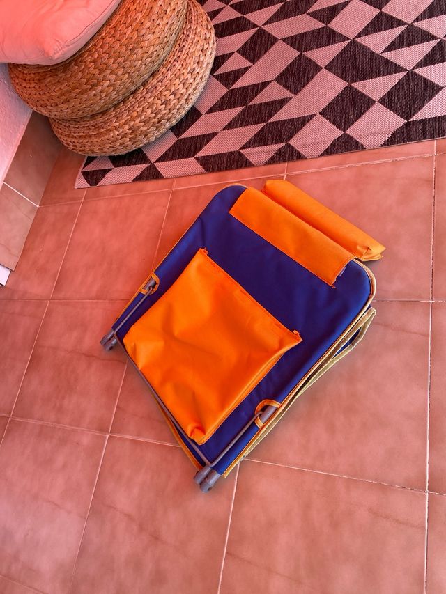 Silla playa plegable azul-naranja