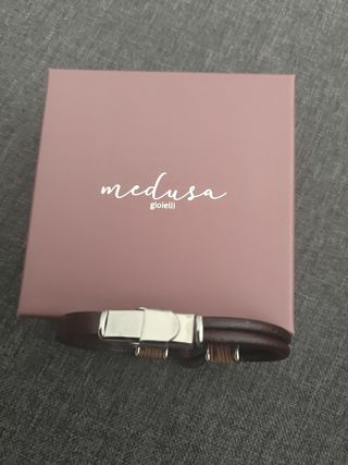 Braccialetto Uomo Pelle Marrone E Acciaio Medusa