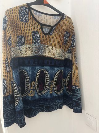 Blusa estampada XL - Azul y Amarilla