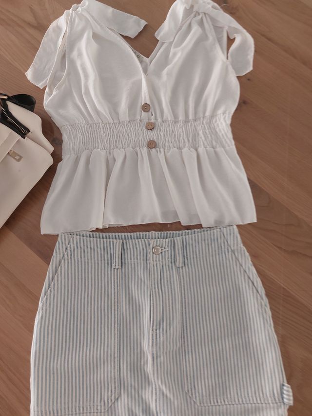 Conjunto Mango blanco y azul