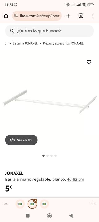 Barra armario JONAXEL Ikea 46-82cm