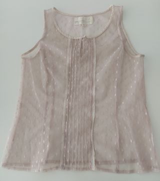 Top romántico vintage rosa palo transparente 