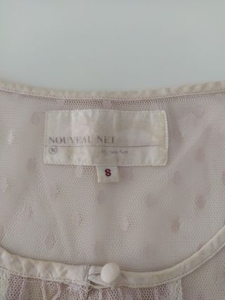 Top romántico vintage rosa palo transparente 