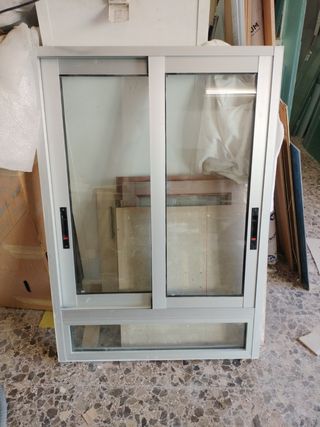Ventana aluminio corredera plata